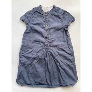 Girl's Navy Blue Petit Bateau Cotton Utility Dress Size 6